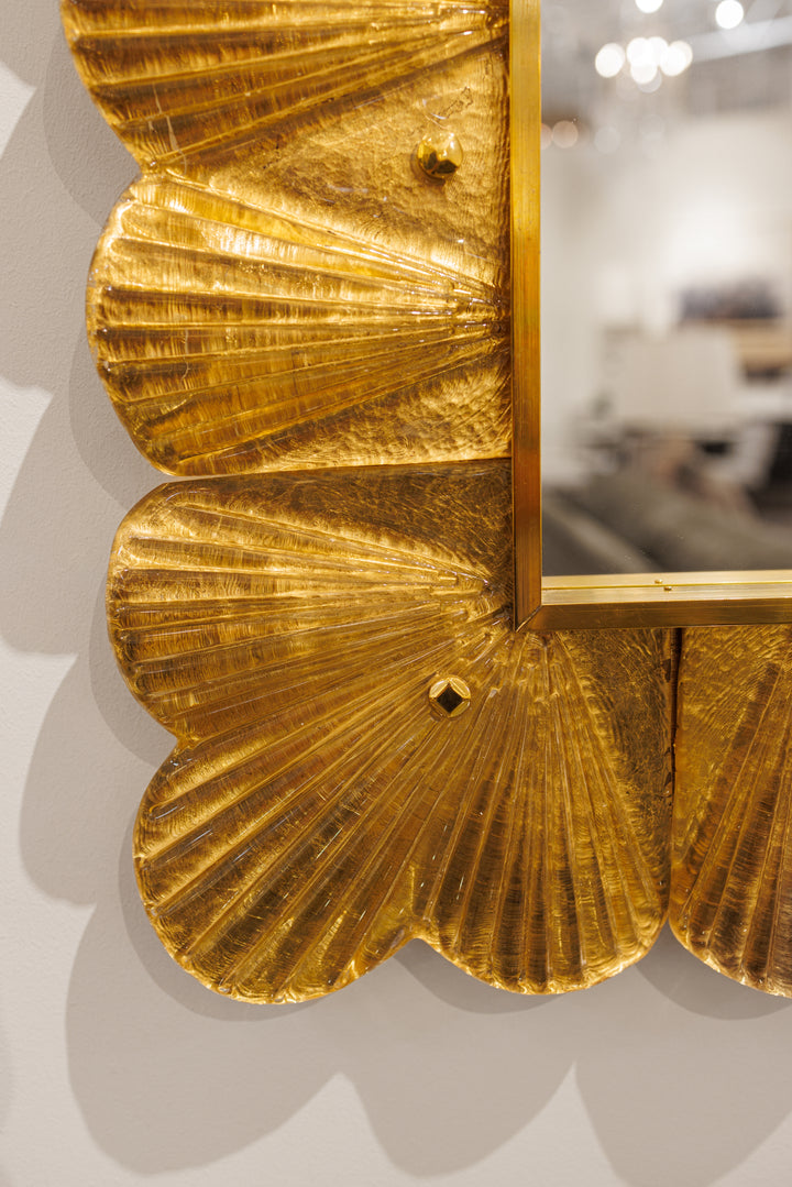 Gold Mirror with Murano Glass Accents