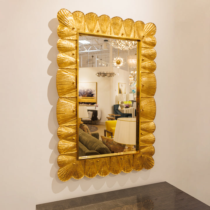 Gold Mirror with Murano Glass Accents