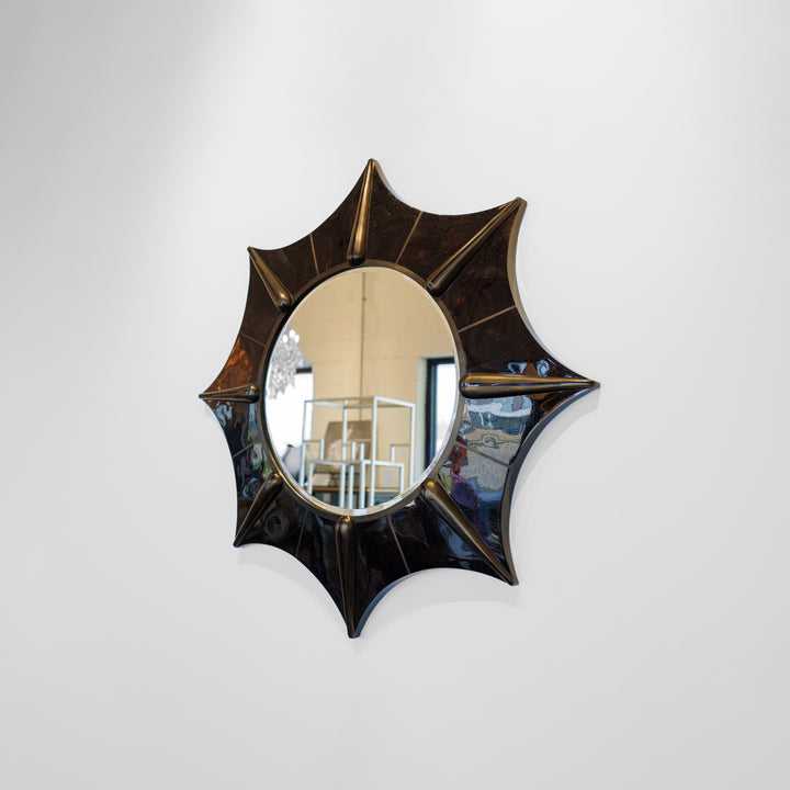 Black Penshell Antique Brass Mirror