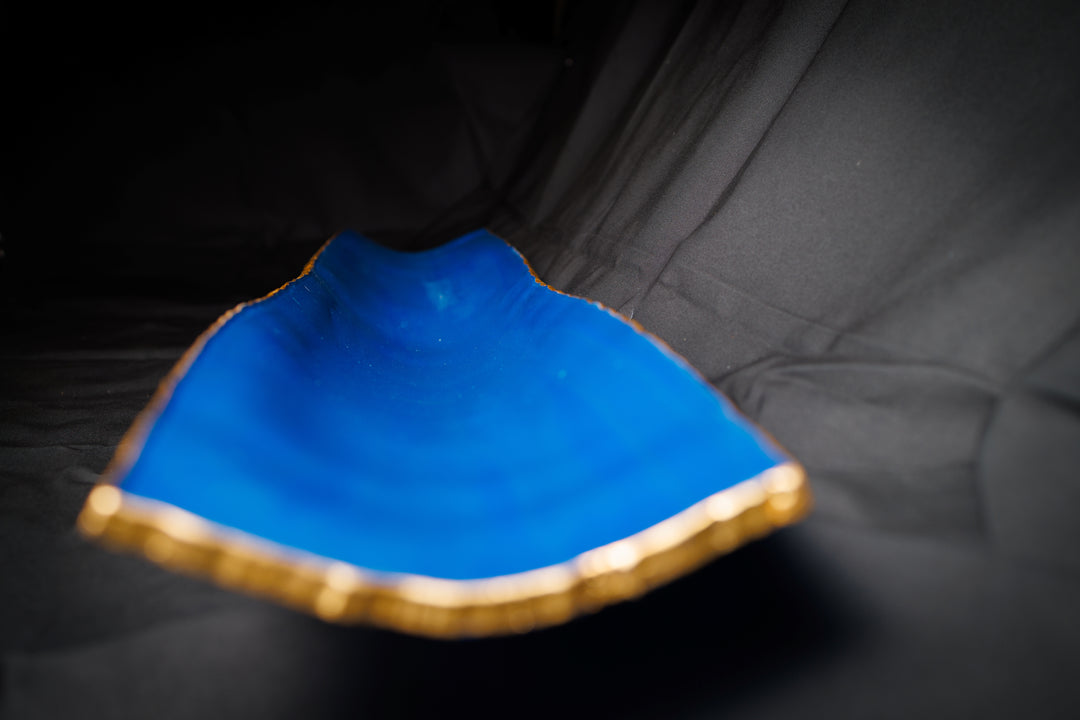 Large Cobalt Blue Centerpiece with Mother of Pearl Inlay