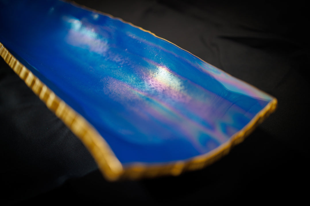 Large Cobalt Blue Centerpiece with Mother of Pearl Inlay