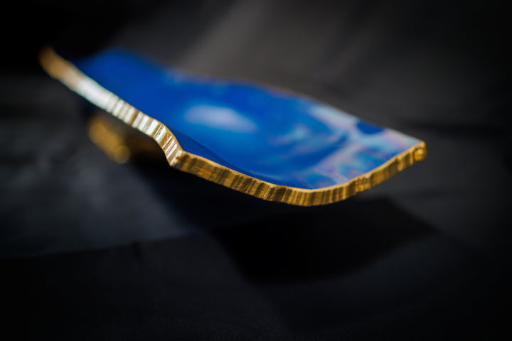 Large Cobalt Blue Centerpiece with Mother of Pearl Inlay