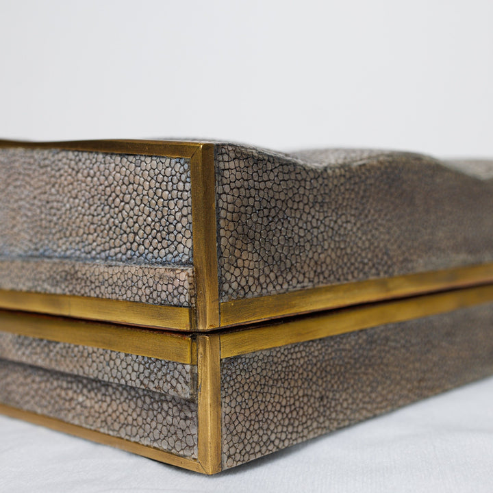 Large Coco Box in Charcoal Shagreen