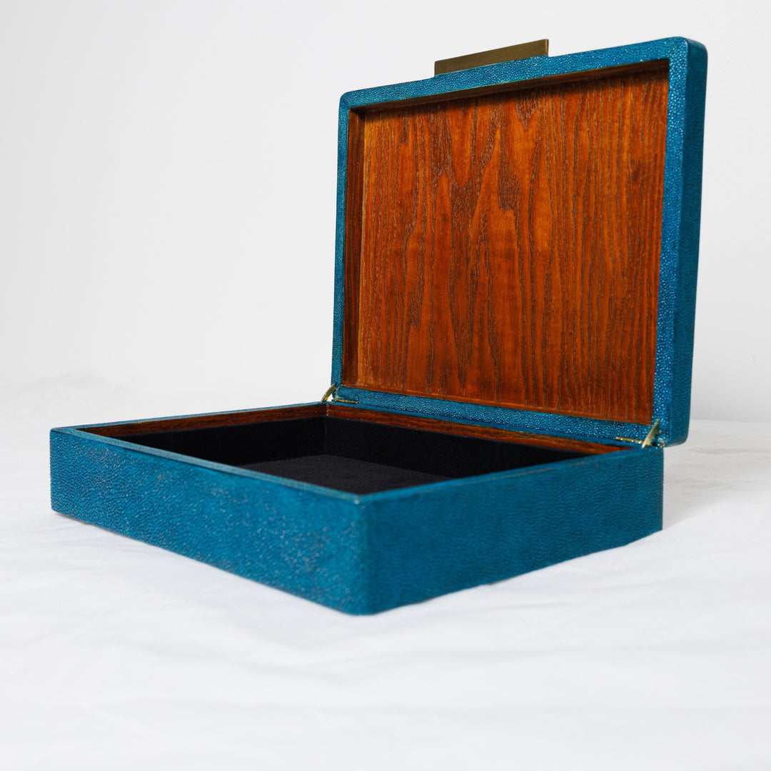 Blue Shagreen Jewelry Box