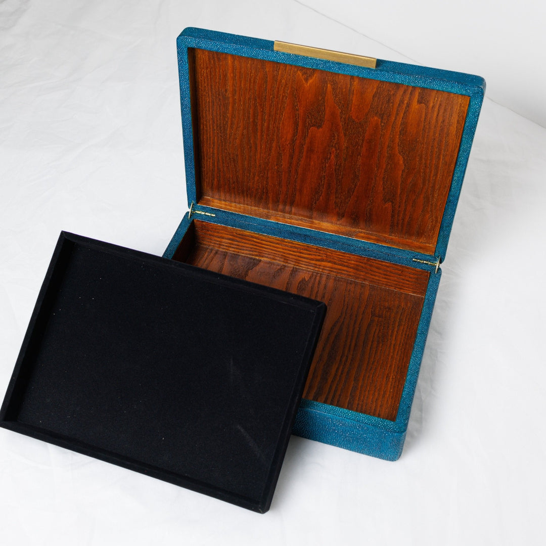 Blue Shagreen Jewelry Box